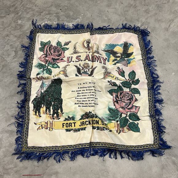 Vintage US Army Fort Jackson, SC WW II Silk/Satin Pillow Case To My Wife - Picture 1 of 6